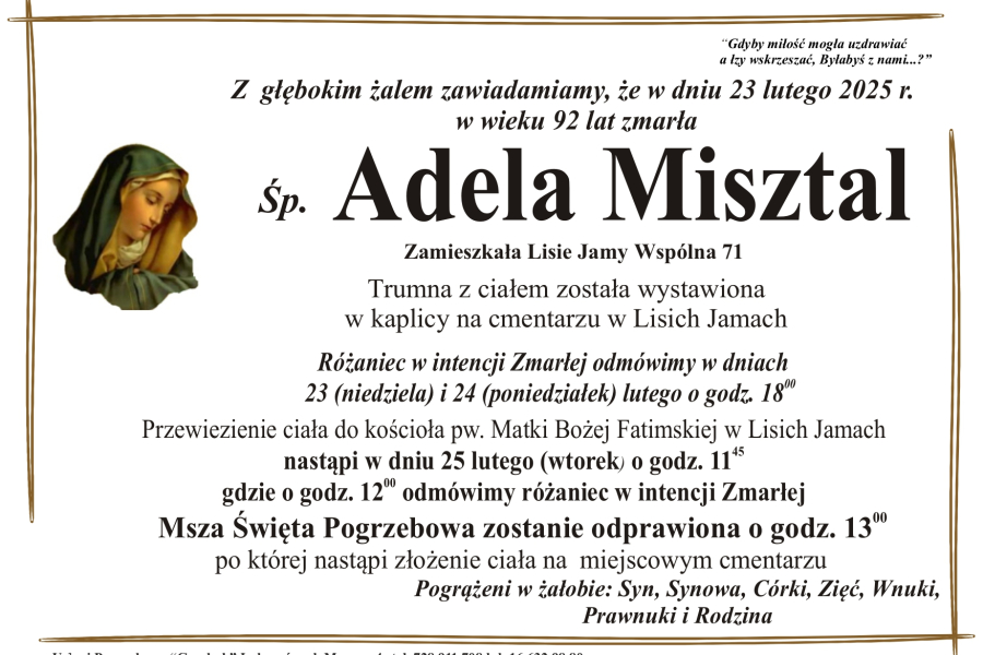 Zmarła Adela Misztal [92 lata]